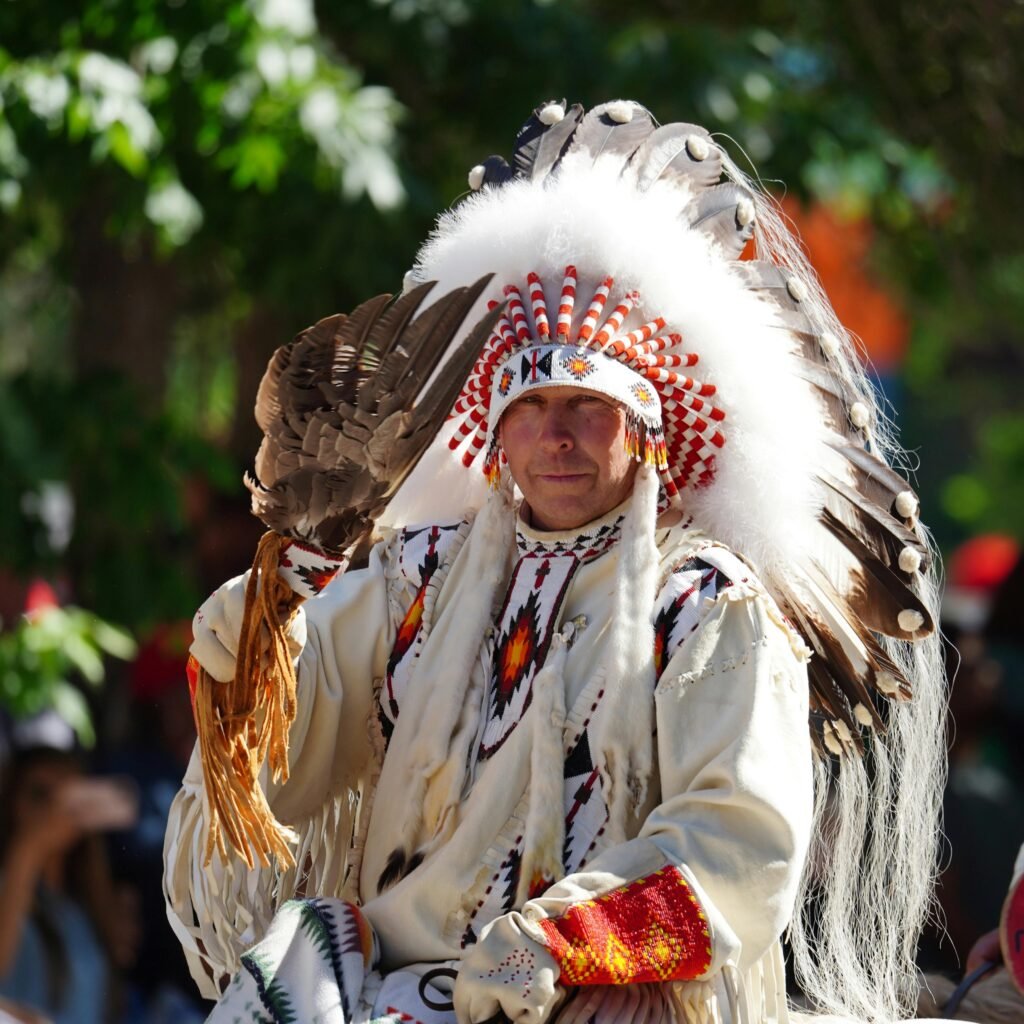 Portrait of a Native American Man Horseback Riding